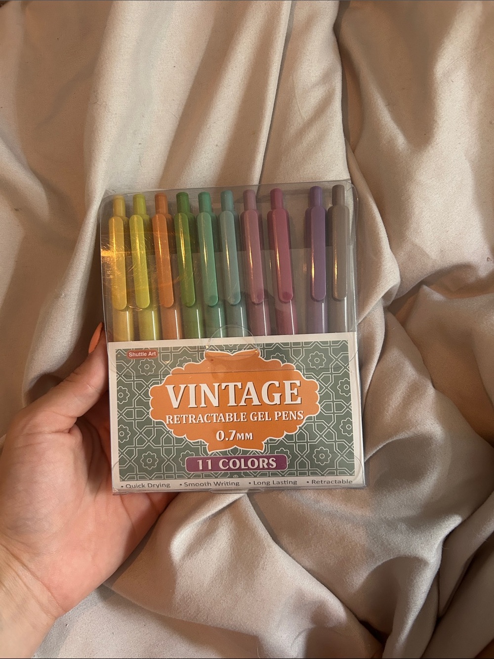 Vintage Retractable Gel Pens - 11 Color Pastel Set
